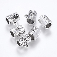 Alloy Tube Bails, Loop Bails, Antique Silver, 12x12.5x10mm, Hole: 2mm, inner diameter: 7mm(PALLOY-K079-23AS)