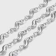 304 Stainless Steel Chains, Twist Link Chains, Soldered, Stainless Steel Color, 11x3.5x2mm(STAS-P197-055P)