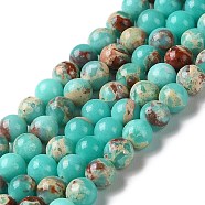 Synthetic Imperial Jasper Dyed Beads Strands, Round, Turquoise, 6mm, Hole: 1.4mm, about 60~62pcs/strand, 14.72''~15.28''(37.4~38.8cm)(G-D077-A01-01C)