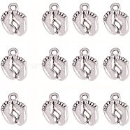 Tibetan Style Zinc Alloy Charms, Baby Foot, Antique Silver, 14x10.5x2mm, Hole: 2mm(PALLOY-PH0001-24AS)