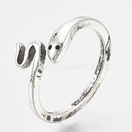 Alloy Cuff Finger Rings, Snake, Antique Silver, Size 7, 17mm(RJEW-N027-04)