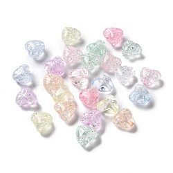 Transparent Acrylic Beads, Heart, Mixed Color, 9.5x10.5x6.5mm, Hole: 1.8mm(X-TACR-K003-03)