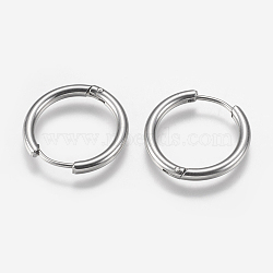 304 Stainless Steel Huggie Hoop Earrings Findings, Stainless Steel Color, 20x20.5x2.5mm, 10 Gauge, Pin: 0.9mm(X-STAS-F149-33P-A)