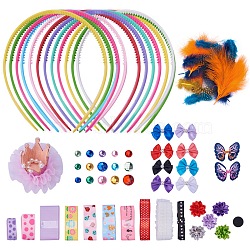 SUNNYCLUE Acrylic Headband Finding, with Chicken Feather Costume Accessories, Crown Lace Alligator Hair Clips and Ribbon Bowknot, Mixed Color, 115mm, 10~20x3~5mm, 90mm, 35~40x5~6mm, 65~135x25~45mm, 150mm, 1-1/8 inch(29mm), 51x64x10mm, 43x58x13mm, 16mm, 25mm, 20mm, 9~38mm, 22x3mm(DIY-SC0002-35)