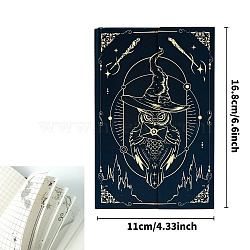 Paper Magic Notebook, Magnetic Buckle Notepad, Travel Diary Journal, Rectangle, Owl, 170x110x20mm(AJEW-C010-39B)