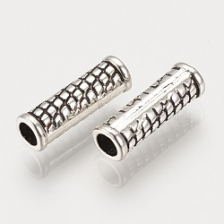Tibetan Style Alloy Beads, Column, Cadmium Free & Lead Free, Antique Silver, 14x4.5mm, Hole: 2.5mm(X-TIBEP-S315-43AS-RS)