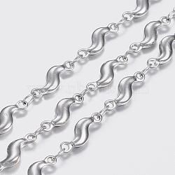 Tarnish Resistant 304 Stainless Steel Chains, Twist Link Chains, Soldered, Stainless Steel Color, 11x3.5x2mm(STAS-P197-055P)