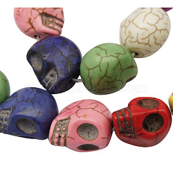 Synthetic Howlite Beads, for Halloween, Skull, Dyed, Mixed Color, 18x17mm, Hole: 1mm(X-TURQ-18X17-11)