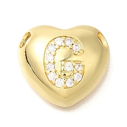 Rack Plating
 Brass Micro Pave Cubic Zirconia Pendants, Cadmium Free & Lead Free, Heart with Letter A~Z Charms, Letter G, 14.5x16x6mm, Hole: 3mm(KK-I722-04G-G)