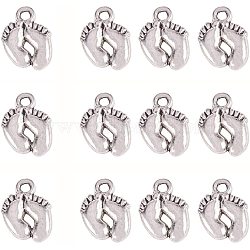 Tibetan Style Zinc Alloy Charms, Baby Foot, Antique Silver, 14x10.5x2mm, Hole: 2mm(PALLOY-PH0001-24AS)