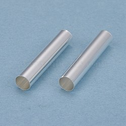 Brass Tube Beads, Long-Lasting Plated, Tube, 925 Sterling Silver Plated, 24.5x5mm, Hole: 4.5mm(KK-Y003-73H-S)