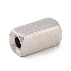 304 Stainless Steel Beads, Rectangle, Matte Stainless Steel Color, 8x8x16mm, Hole: 3.6mm(STAS-B029-02)