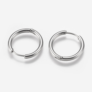 201 Stainless Steel Huggie Hoop Earrings Findings, with 304 Stainless Steel Pins, Stainless Steel Color, 20x20.5x2.5mm, 10 Gauge, Pin: 0.9mm