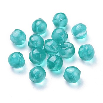 Transparent Glass Beads, Half Drilled, Dyed & Heated, Peach, Medium Aquamarine, 11.5x11.5x11mm, Hole: 1mm