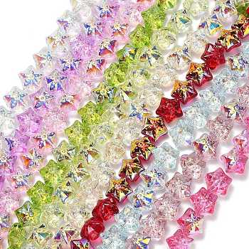 Electroplate Baking Paint Glass Beads Strands, Star, AB Color Plated, Half Plated, Mixed Color, 17x17.5x12mm, Hole: 1.2mm, about 40pcs/strand, 24.41''(62cm)