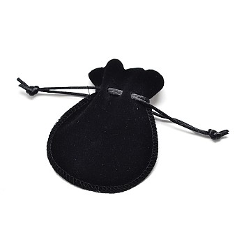 Velvet Bags Drawstring Jewelry Pouches, for Party Wedding Birthday Candy Pouches, Black, 13.5x10.5cm