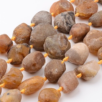 Raw Rough Natural Yellow Botswana Agate Beads Strands, Nuggets, 20~35x13~30x13~26mm, Hole: 1mm, about 13~14pcs/strand, 15.9 inch~16.1 inch