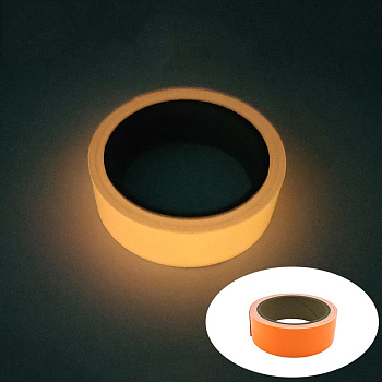 Glow in The Dark Tape, Fluorescent Paper Tape, Luminous Safety Tape, for Stage, Stairs, Walls, Steps, Exits, Orange, 0.5cm, about 5m/roll
