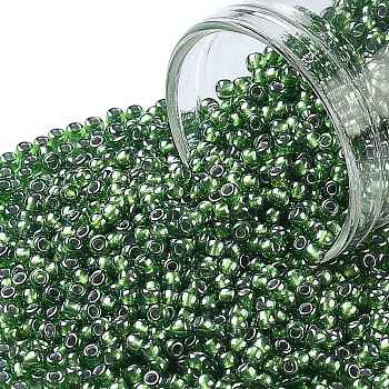 TOHO Round Seed Beads, Japanese Seed Beads, (1006) Silver Lined Light Emerald Luster , 11/0, 2.2mm, Hole: 0.8mm, about 1110pcs/bottle, 10g/bottle