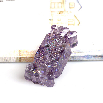 Resin Candy Display Decoration, with Natural Amethyst Chips inside Statues for Home Office Decorations, 65x32x18mm