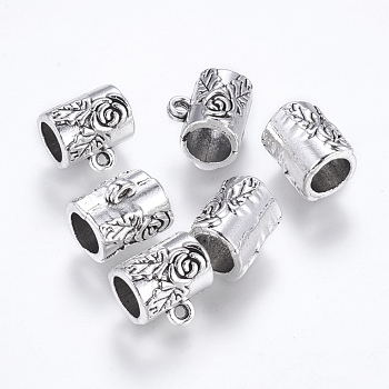 Alloy Tube Bails, Loop Bails, Antique Silver, 12x12.5x10mm, Hole: 2mm, inner diameter: 7mm