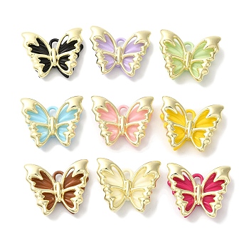 Rack Plating Alloy Pendants, Spray Painted Butterfly Charm, Cadmium Free & Nickel Free & Lead Free, Golden, 20x23x6mm, Hole: 2.5x4mm