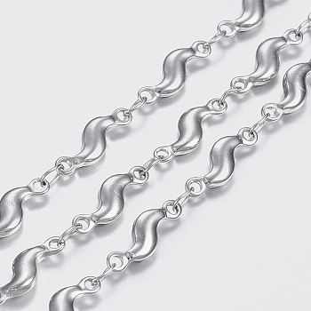 304 Stainless Steel Chains, Twist Link Chains, Soldered, Stainless Steel Color, 11x3.5x2mm