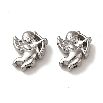 Non-Tarnish 304 Stainless Steel Beads, Cupid, Stainless Steel Color, 13x10.5x5mm, Hole: 1.2mm