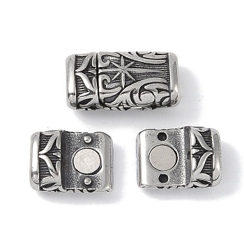 Tibetan Style 316 Surgical Stainless Steel Magnetic Clasps, Antique Silver, 17x9.5x6mm, Hole: 6mm