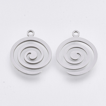 201 Stainless Steel Pendants, Laser Cut Pendants, Vortex, Stainless Steel Color, 18x15x1mm, Hole: 1.5mm