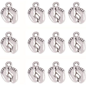 Tibetan Style Zinc Alloy Charms, Baby Foot, Antique Silver, 14x10.5x2mm, Hole: 2mm