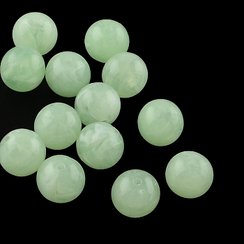 Acrylic Imitation Gemstone Beads, Round, Aquamarine, 10mm, Hole: 2mm, about 925pcs/500g