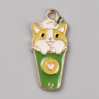 Alloy Pendants, with Enamel, Golden, Dog, 25.5x11.5x1.5mm, Hole: 1.8mm