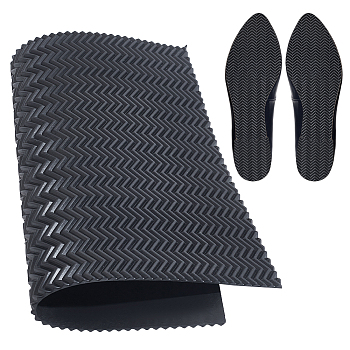 Anti Skid Rubber Shoes Bottom, Wear Resistant Raised Grain Repair Sole Pad for Boots, Leather Shoes, Rectangle, Black, 316x257x3.5mm