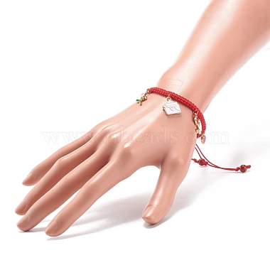 Bracelet à breloques en alliage d'émail rose enveloppe coeur(BJEW-JB08682-02)-3