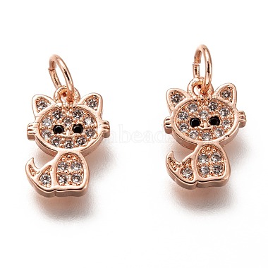 Brass Micro Pave Clear Cubic Zirconia Charms(ZIRC-C020-38)-2