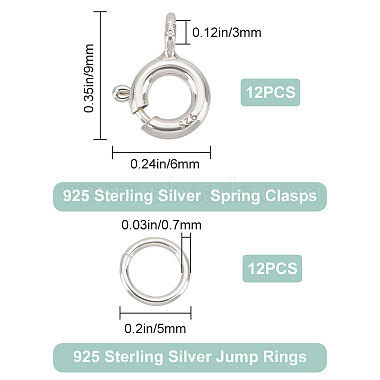 12Pcs 925 Sterling Silver Spring Ring Clasps(STER-CN0001-21)-2