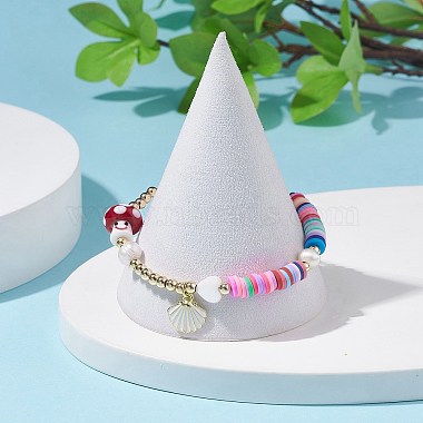 Alloy Enamel Shell Charm Bracelet(BJEW-TA00086)-2