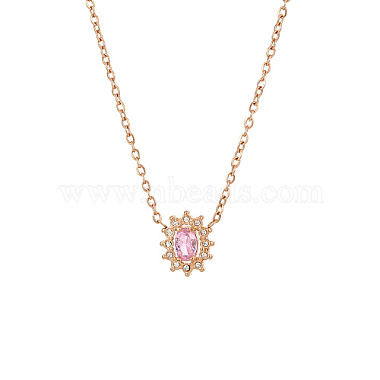 Pearl Pink Oval Cubic Zirconia Necklaces