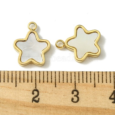 Ion Plating(IP) 304 Stainless Steel Pave Shell Star Charms(FIND-Z028-26G)-3