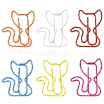 30Pcs Iron Paper Clips, Bookmark Marking Clips, Cat Shape, Mixed Color, 29.5x24.5x1mm(FIND-YW0010-26)