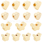 60Pcs 4 Styles Brass Beads, Nickel Free, Mixed Shape, Real 18K Gold Plated, 4.5~6x5~7x2.5~3mm, Hole: 1~1.6mm, 15pcs/style(KK-BBC0023-32)