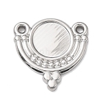 304 Stainless Steel Pendant Cabochon Setting, with Blank Round Trays, Stainless Steel Color, 22x21x2.5mm, Hole: 2mm, Tray Size: 10mm(STAS-P454-11P)