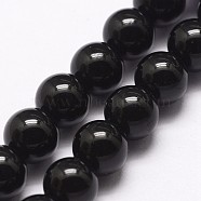 Natural Black Onyx Beads Strands, Dyed, Round, Black, 6mm, Hole: 1mm, about 32pcs/strand, 7.5 inch(X-G-A163-05-6mm)
