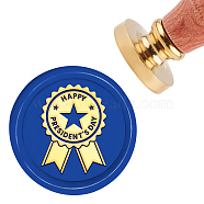 Brass Wax Seal Stamp with Handle, for DIY Scrapbooking, Happy President's Day, Word, 3.5x1.18 inch(8.9x3cm)(AJEW-WH0184-0149)