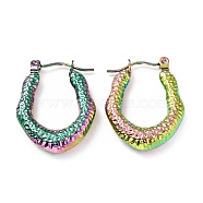 Ion Plating(IP) Rainbow Color 304 Stainless Steel Teardrop Chunky Hoop Earrings for Women, 25x18x4mm, Pin: 0.8mm(EJEW-G293-14M)