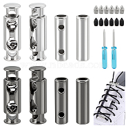 2 Sets 2 Colors Alloy Spring Buckles, DIY Sneaker Kits Metal Shoelaces Lock Accessories, with Screw and Screwdriver, Gunmetal & Platinum, 45x55x55mm, 1 set/color(FIND-GA0003-79)