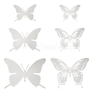 Unicraftale 12Pcs 6 Style Stainless Steel Butterfly Wall  Decoration Pendants, Stainless Steel Color, 45~95x90.5~121x0.3mm, 2pcs/style(STAS-UN0036-52P)