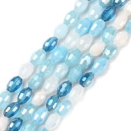 Electroplate Glass Beads Strands, AB Color Plated, Faceted, Horse Eye, Sky Blue, 6x4mm, Hole: 0.8mm, about 70pcs/strand, 16.54''(42cm)(GLAA-P056-01B)