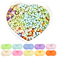 2000Pcs 10 Colors Opaque Acrylic Beads, Peanut, Mixed Color, 6.5x4x3mm, Hole: 1.4mm, 200pcs/color(MACR-SP0001-37)